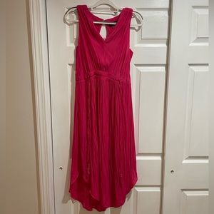 Tahari silky pink sleeveless dress with ruched tassel tie waist - size medium